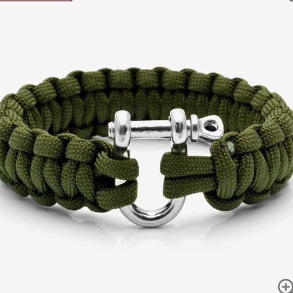 ARMY GREEN PARACORD & METAL LOCK BRACELET - Picture 1 of 7